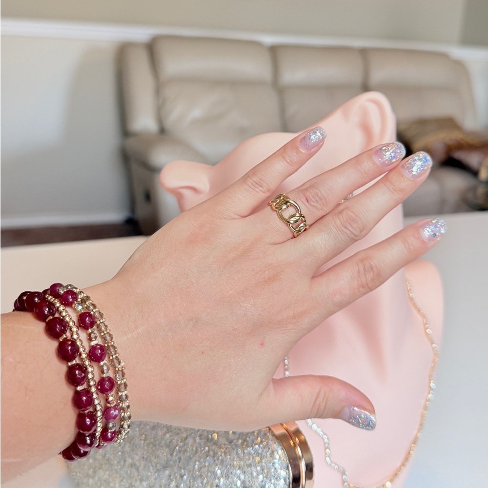 ⚜️ Trendy S925 Gold Chain Link Ring - Picture 8 of 11